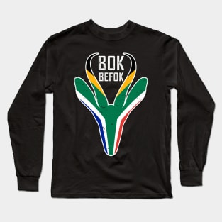 Bokbefok Springbok Face South Africa Flag Long Sleeve T-Shirt